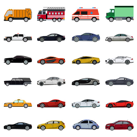 super car flat set iconのイラスト素材