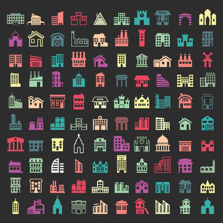 building icons setのイラスト素材
