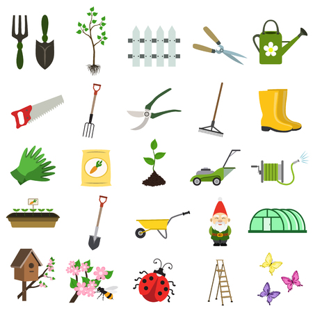 Gardening flat icon setのイラスト素材