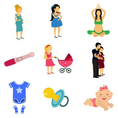 Pregnancy flat icon setのイラスト素材
