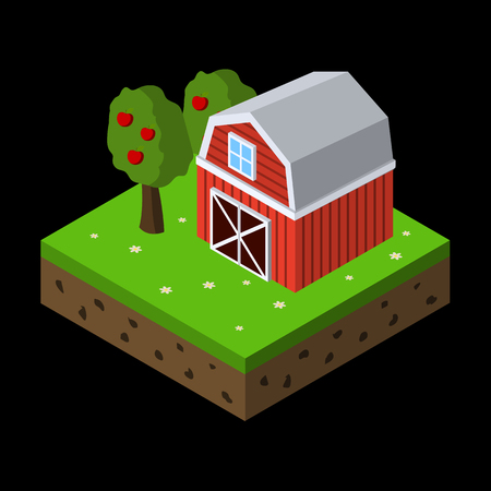 farm isometric iconのイラスト素材