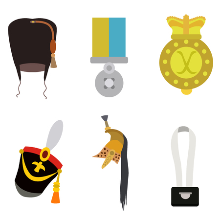soldier equipment flat icon setのイラスト素材