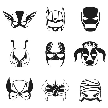 Masks of superheroes icon set.のイラスト素材