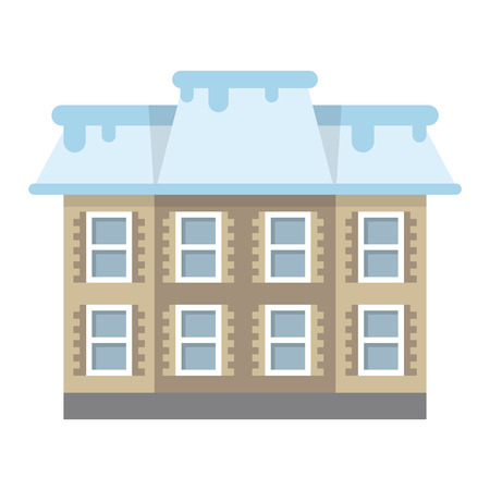 snow-covered house flat icon setのイラスト素材