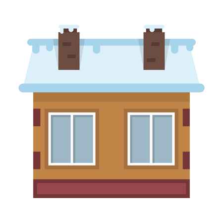 snow-covered house flat icon setのイラスト素材