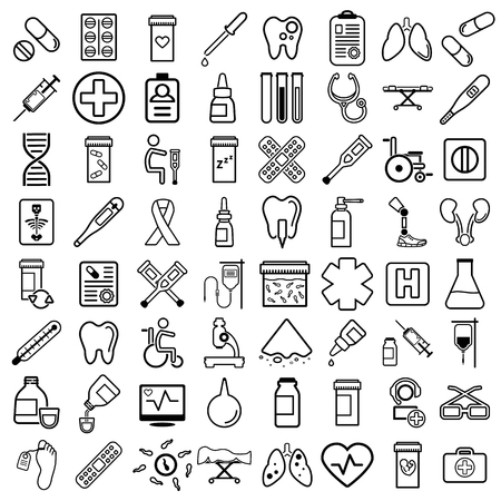 Medical equipment simple icon setのイラスト素材