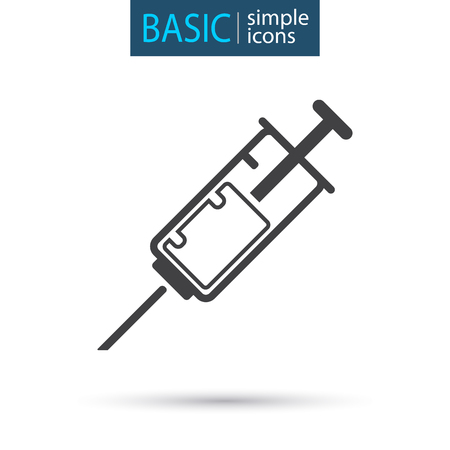 medical syringe simple line iconのイラスト素材