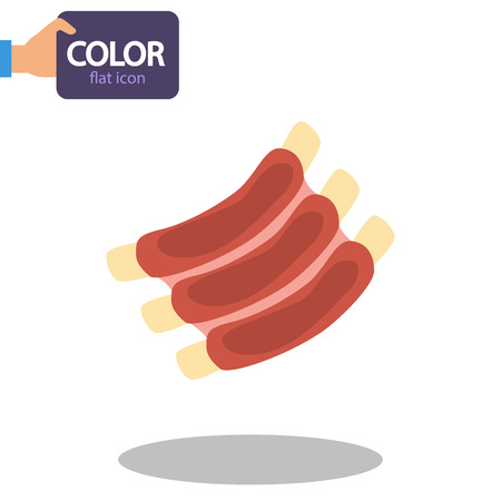 Meat ribs color flat iconのイラスト素材