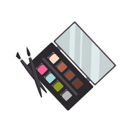 Eyeshadow palette and brushes color vector icon. Flat designのイラスト素材