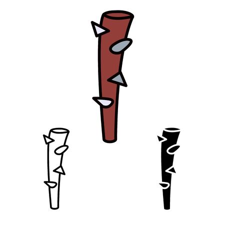 primitive weapon club line flat simle set iconのイラスト素材