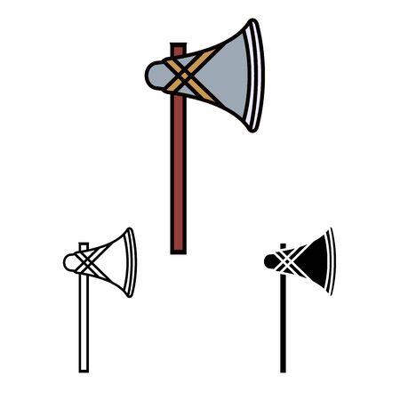 primitive weapon ax line flat simle set iconのイラスト素材