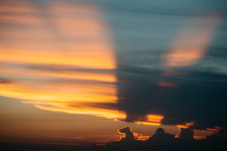 Clouds, multicolored sunset