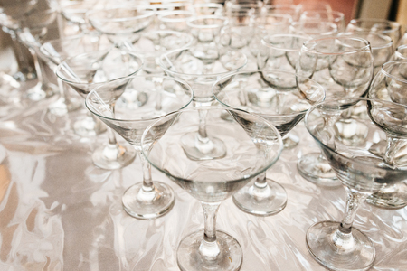 empty martini glasses closeupの写真素材