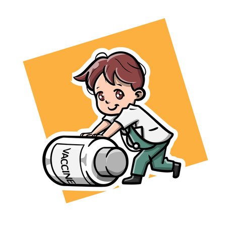 Covid -19 Vaccine Cute Vector Illustrationのイラスト素材