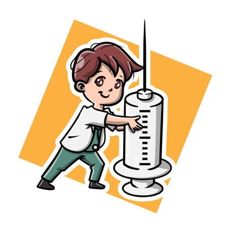 Covid -19 Vaccine Cute Vector Illustrationのイラスト素材