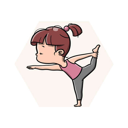Cute Girl Yoga Vector Illustrationのイラスト素材