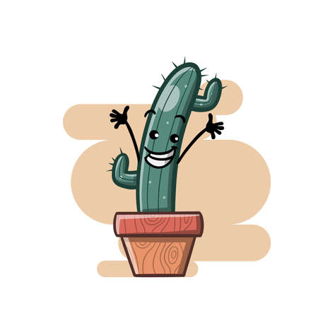 Happy Funny Cactus in a Potのイラスト素材