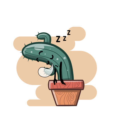 Happy Funny Cactus in a Potのイラスト素材