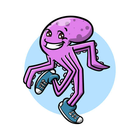 Smiling Purple Octopus Mascot Illustrationのイラスト素材