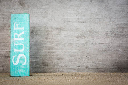 Surf wooden block beach decorの写真素材