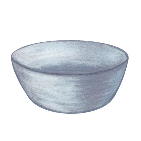 Laundry illustration. Grey metal basin, bowl. Watercolor on a white background. Hand drawn. For postcardsの写真素材