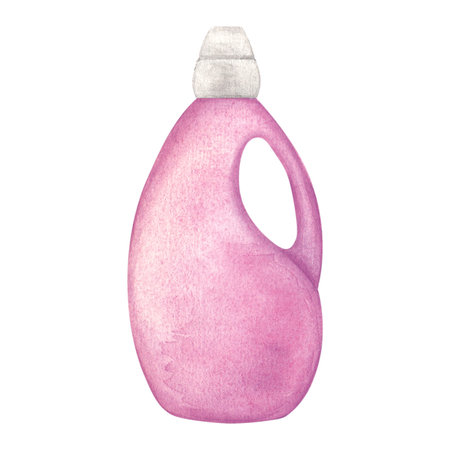 Laundry illustration. Washing gel, liquid soap. Watercolor on a white background. Hand drawn. For postcardsの写真素材