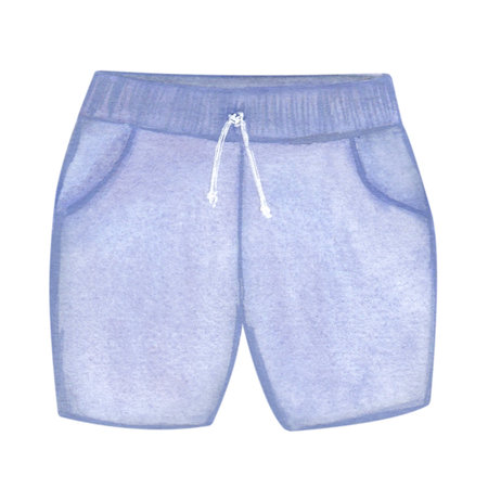 Laundry illustration. Blue shorts. Watercolor on a white background. Hand drawn. For postcardsの写真素材