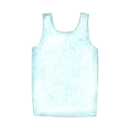 Laundry illustration. Blue undershirt. Watercolor on a white background. Hand drawn. For postcardsの写真素材