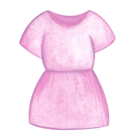 Laundry illustration. Pink dress. Watercolor on a white background. Hand drawn. For postcardsの写真素材