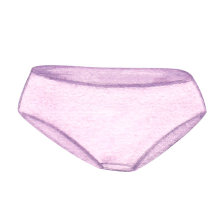 Laundry illustration. Pink underpants. Watercolor on a white background. Hand drawn. For postcardsの写真素材