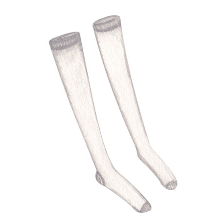 Laundry illustration. Beige stockings. Watercolor on a white background. Hand drawn. For postcardsの写真素材