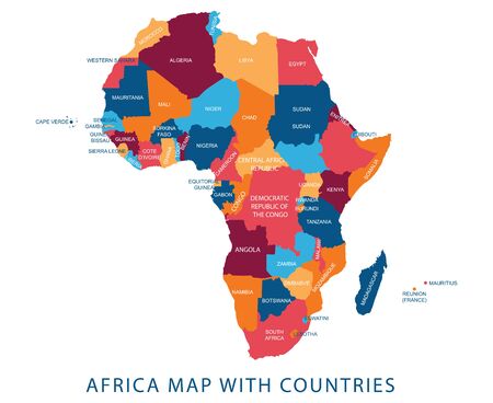 Vector illustration design of continent Africa map with countries name and border,for website,template,wallpaper,brochure,leaflet,flyer,banner,presentation,projectsのイラスト素材