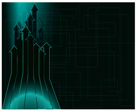 Abstract glowing neon technology vector and illustration graphic design with arrows and stripes. Futuristic geometric background.design can be use for brochure,leaflets,flyers,banners,cards,etc.のイラスト素材