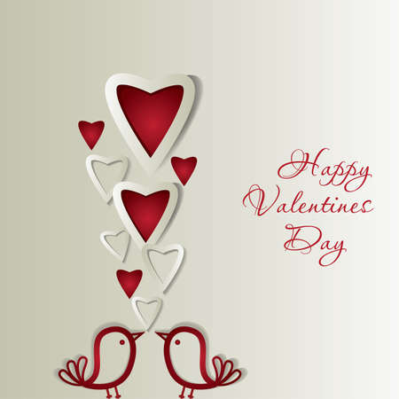 Happy valentine day background with cute bird couple and hearts and text.Invitation love greeting card wallpaper backdrop.のイラスト素材
