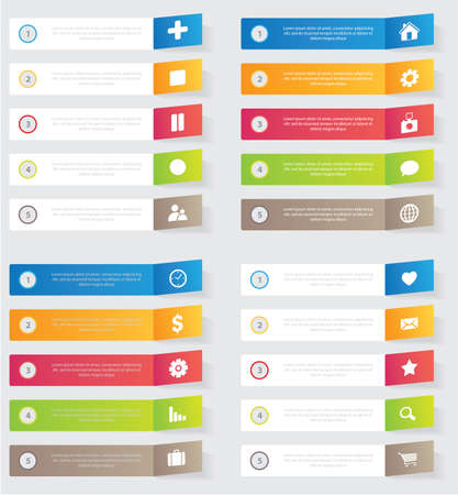 Vector collection of infographic template with 3D paper label, integrated circles. Business concept. For content, diagram, flowchart, steps, parts, timeline info graphics, workflow, chart.Icons.のイラスト素材