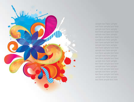 Watercolor vector background with flowers. Abstract floral elements.This design can be use for banners,brochure,flyers,leaflets,cards,etc.Its colorful and vibrant.のイラスト素材