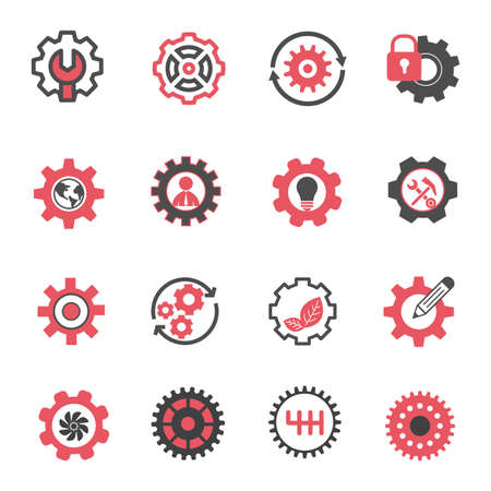 Vector illustration Business engine gear settings icons set .Info graphic.Mobile,web,brochure,leaflet,template,banner,wallpaper,flyer.のイラスト素材