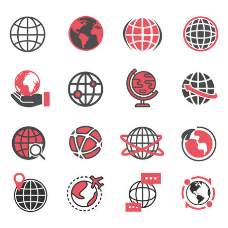 Vector illustration Simple set of globe related icons. Elements for mobile concept and web apps. Use for website design and app development. Premium pack,Info graphic,web,brochure,leaflet,template.のイラスト素材