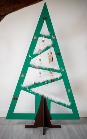 Christmas tree 2D woden zero wasteの写真素材
