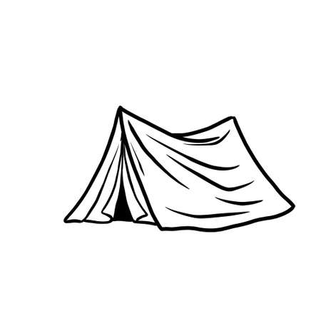 Camping and hiking line art illustrationの写真素材
