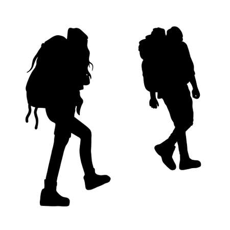 Camping and hiking line art illustrationの写真素材