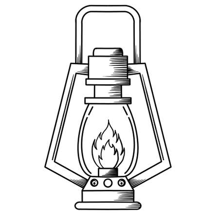 Camping and hiking line art illustrationの写真素材