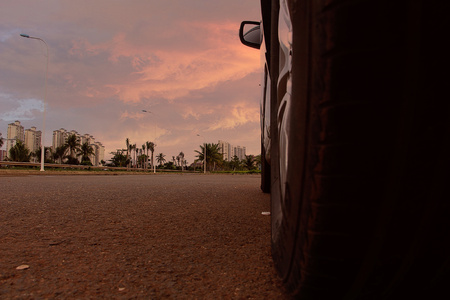 Under the wheels of the skyの写真素材