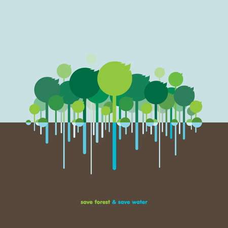 Forest conservation and waterのイラスト素材