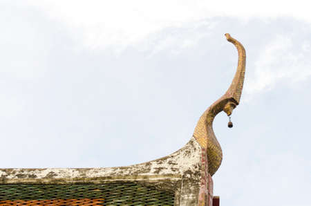gable apex on the Buddhist temple roofの写真素材