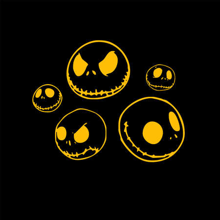 yellow pumpkin halloween skeleton illustration vectorのイラスト素材