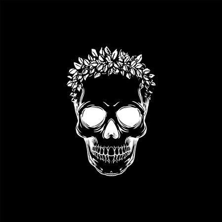 skull head with floral crown illustration vectorのイラスト素材