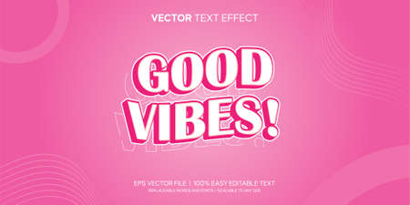 Good Vibes pink retro editable text effectのイラスト素材