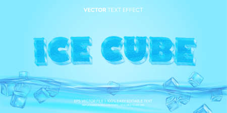 Ice cube frozen 3d style editable text effectのイラスト素材