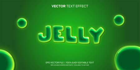 jelly fluffy slime green light cartoon style editable text effectのイラスト素材